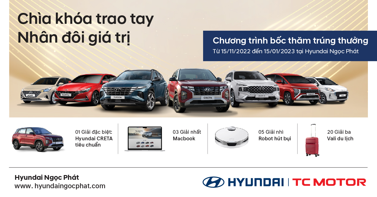 Chương trình bốc thăm trúng thưởng 01 xe Hyundai Creta 1.5AT Tiêu chuẩn